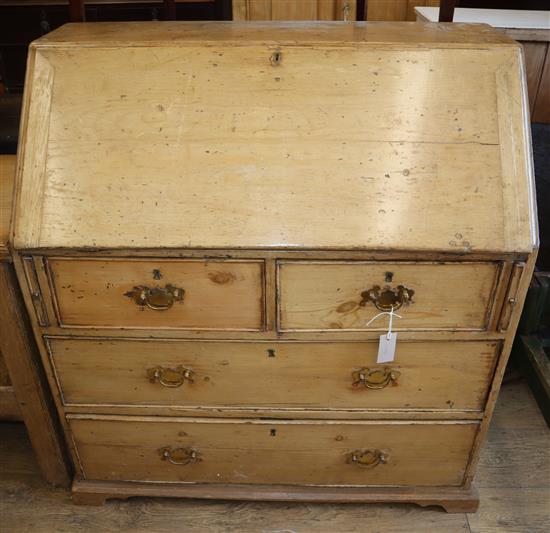 An antique pine bureau W.100cm